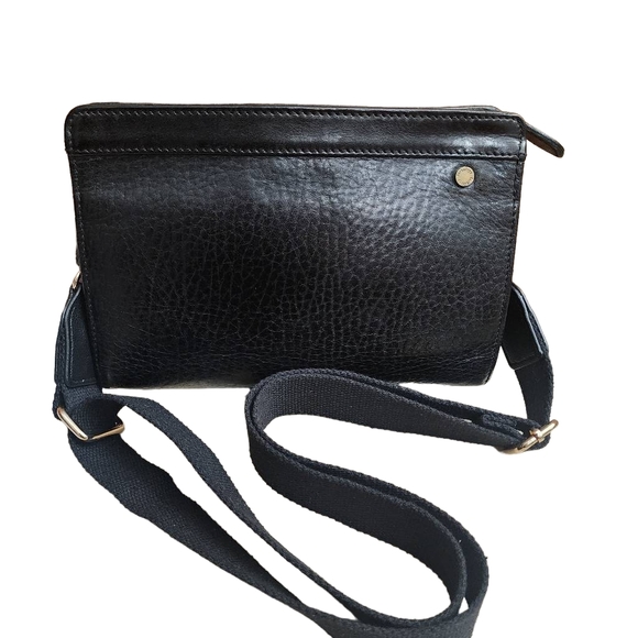 Authentic black leather vintage BURBERRY'S clutch converted to crossbody bag - Picture 3 of 9